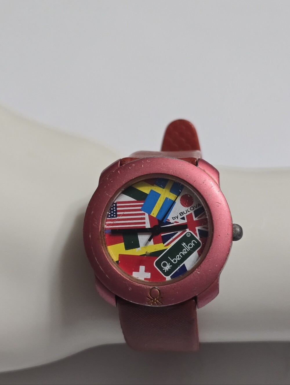 Vintage 90s Benetton Watch By Bulova International Flag Design